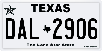 TX license plate DAL2906