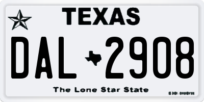 TX license plate DAL2908
