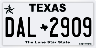 TX license plate DAL2909