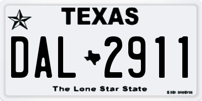 TX license plate DAL2911