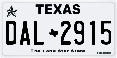 TX license plate DAL2915