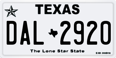 TX license plate DAL2920