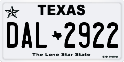TX license plate DAL2922