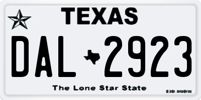 TX license plate DAL2923