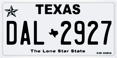 TX license plate DAL2927