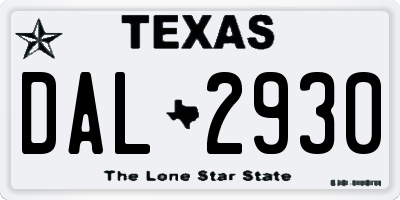 TX license plate DAL2930