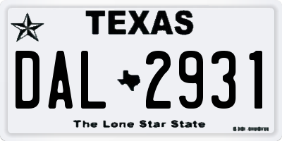 TX license plate DAL2931