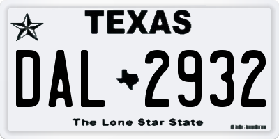 TX license plate DAL2932