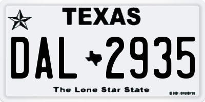 TX license plate DAL2935