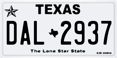 TX license plate DAL2937