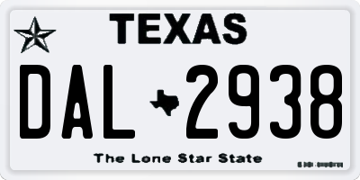 TX license plate DAL2938
