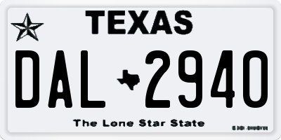 TX license plate DAL2940
