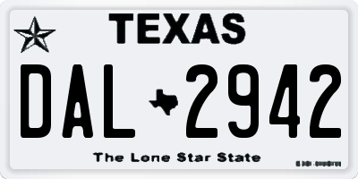 TX license plate DAL2942