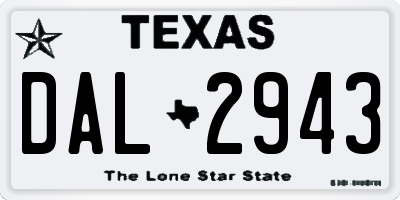 TX license plate DAL2943