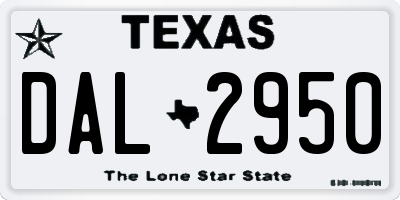 TX license plate DAL2950