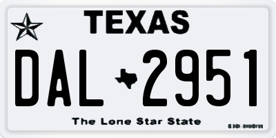 TX license plate DAL2951