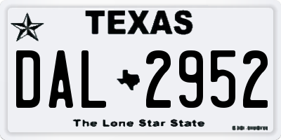 TX license plate DAL2952