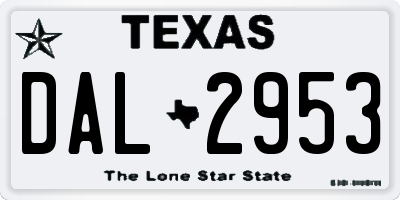 TX license plate DAL2953