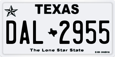 TX license plate DAL2955