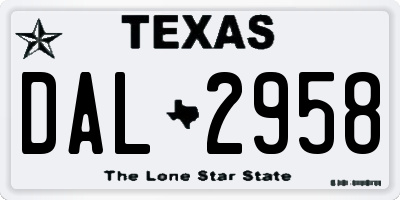 TX license plate DAL2958