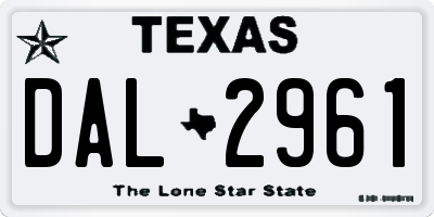 TX license plate DAL2961