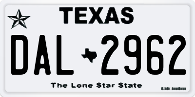 TX license plate DAL2962