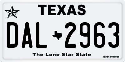 TX license plate DAL2963