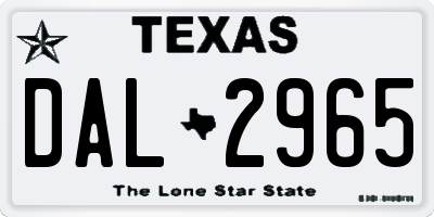 TX license plate DAL2965