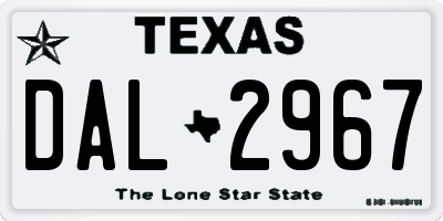 TX license plate DAL2967