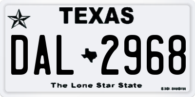 TX license plate DAL2968