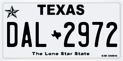 TX license plate DAL2972