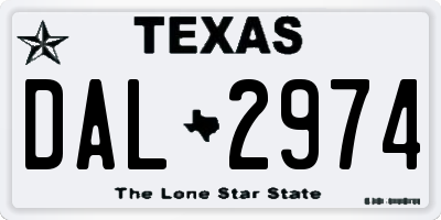 TX license plate DAL2974