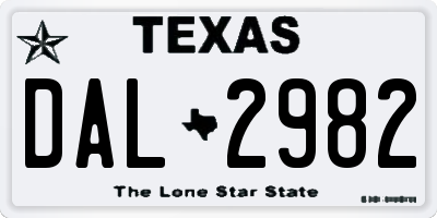 TX license plate DAL2982