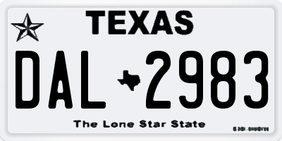 TX license plate DAL2983