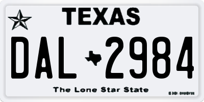 TX license plate DAL2984