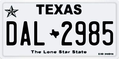 TX license plate DAL2985