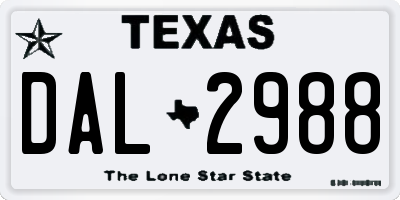 TX license plate DAL2988