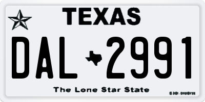 TX license plate DAL2991