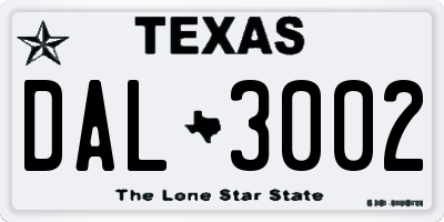 TX license plate DAL3002
