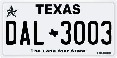 TX license plate DAL3003