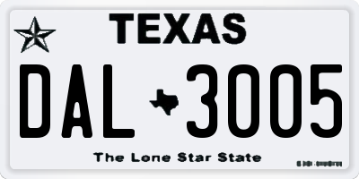 TX license plate DAL3005