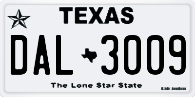 TX license plate DAL3009