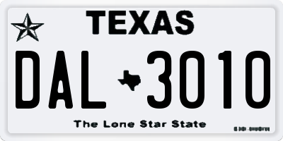 TX license plate DAL3010