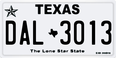 TX license plate DAL3013