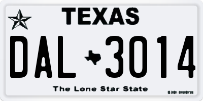 TX license plate DAL3014