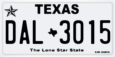 TX license plate DAL3015