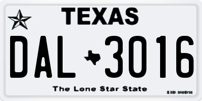 TX license plate DAL3016