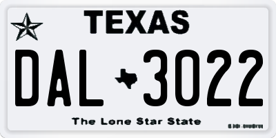 TX license plate DAL3022