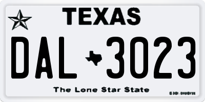TX license plate DAL3023