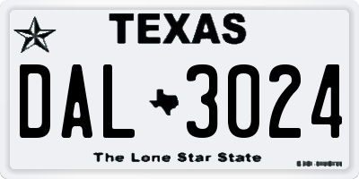 TX license plate DAL3024